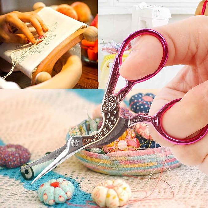 BIHRTC 3.6" Embroidery Scissors,Sharp Tip with Leather Case for Sewing | Pointed Stainless Steel Tip, Includes Leather Cover for Cross-Stitch,Threading,Handcraft,Art Work,DIY,Crafting