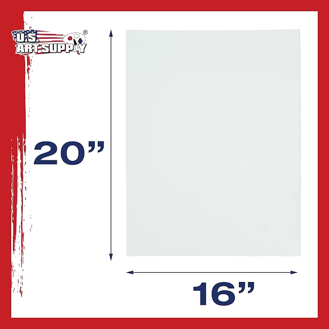 U.S. Art Supply 16 X 20 Inch Art Canvas Board Panels 4 Pack - 8 Ounce | Heavyweight Cotton Acid Free Canvases for Painting Acrylics and Watercolor (1 Case of 4 Single Canvas Painting Panels)
