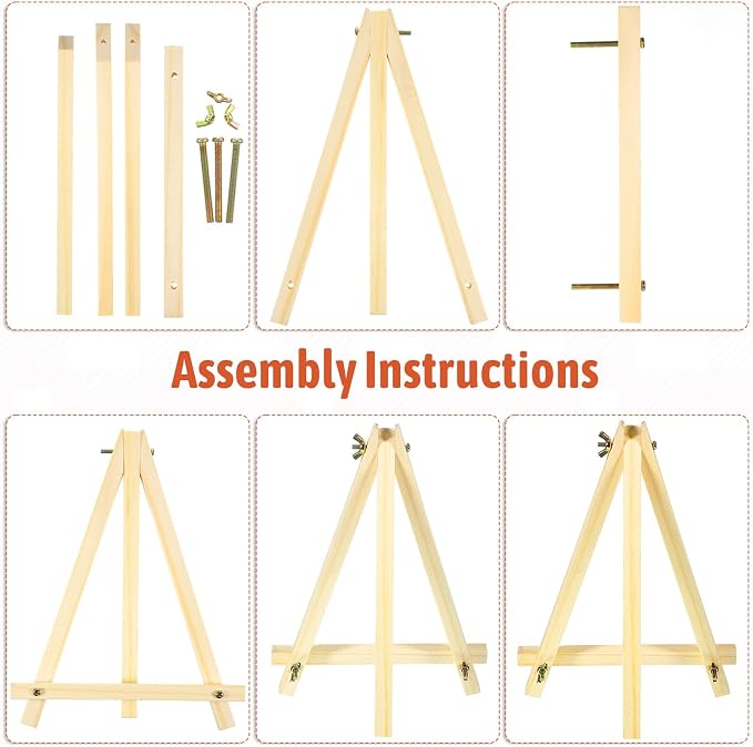 12 Pack 9 Inch Wood Easels, Tabletop Easels for Painting, Small Portable Canvas Holder, Tripod Painting Easel, Paintings Party Easel for Art Crafts Photo Picture Sign Display