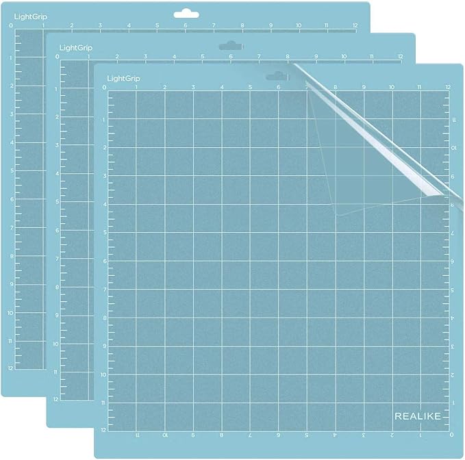 REALIKE 12X12 Lightgrip Cutting Mats for Silhouette Cameo 5/4/3/2/1(3 Mats) Gridded Adhesive Non-Slip Cut Mat for Crafts, Quilting, Sewing, Scrapbooking and All Arts
