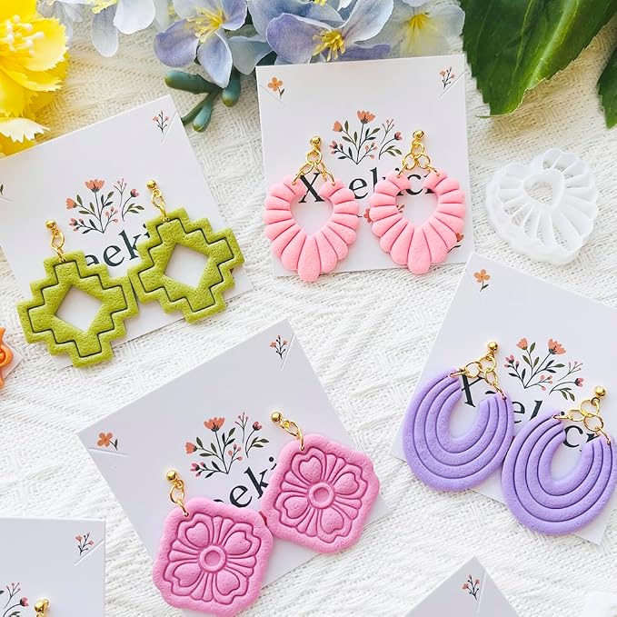 Geometric Pattern Polymer Clay Cutters Set – Molds and Clay Cutters for Polymer Clay, Clay Earring Tools