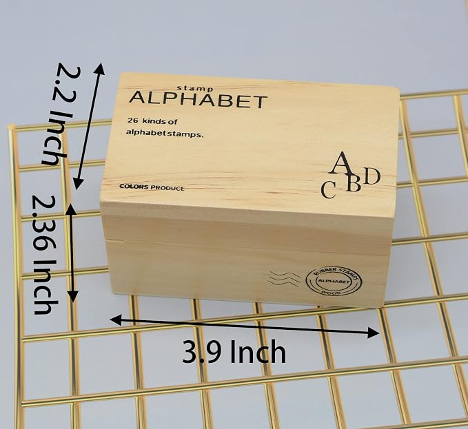 Pack of 26 Pcs Small Wooden Rubber Stamps 0.2 Inch of Letter(C)