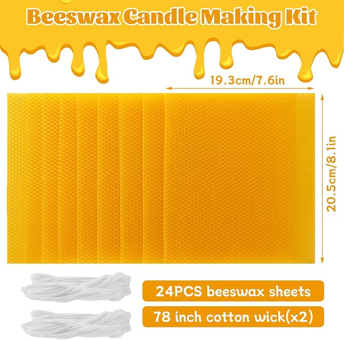 GBACHOOSE 8x8 inch Beeswax Sheets for Candle Making | Beeswax Sheets Wax Sheets for Candle Making Rolling DIY Kits for Adults, Kids, Crafts, Gifts(Yellow)