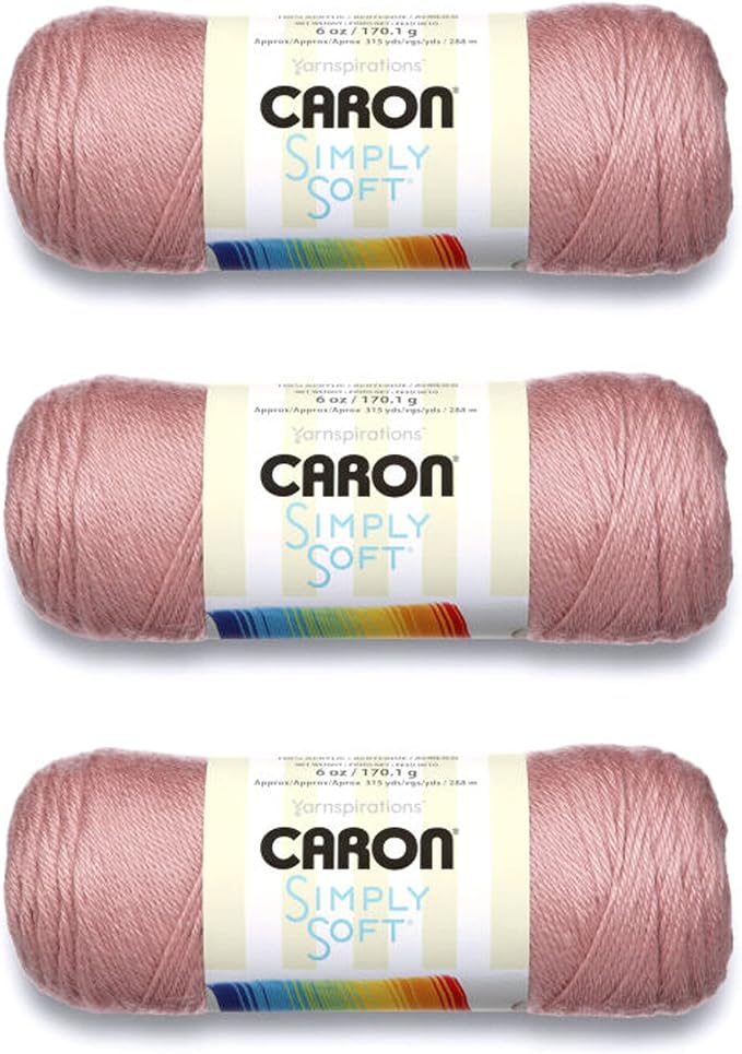 Caron Simply Soft Yarn for Crocheting & Knitting, Victorian Rose, 3-Pack | #4 Worsted Medium, Soft 100% Acrylic Yarn for Crochet, Knitting, Blankets and Crafts, 315 Yards, 170.1g/6oz per skein