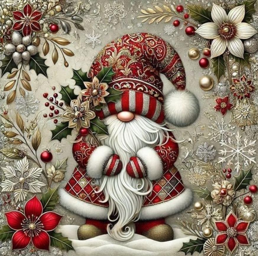 DYAIYYMQ Gnome Stamped Cross Stitch Kit for Adults 13.7x13.7 inches