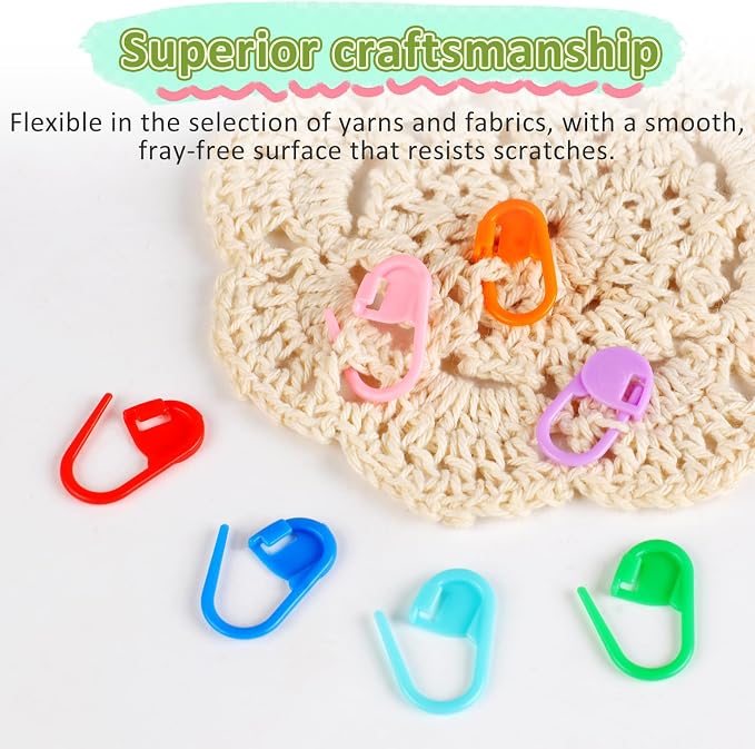 359PCS Crochet Accessories Kit, 7 Color Knitting Locking Stitch Markers with 9 Yarn Needles, Stitch Markers for Crocheting, Plastic Safety Pins for DIY & Craft Sewing