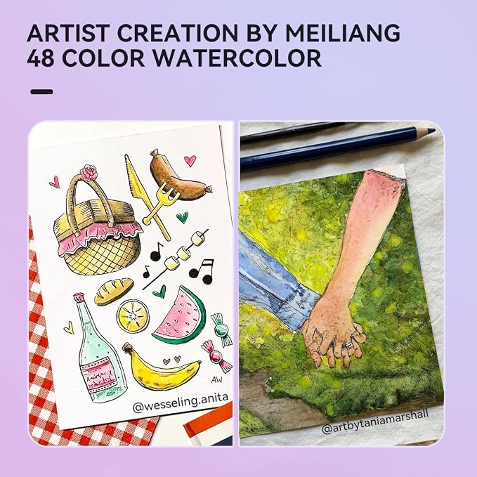 MeiLiang 48 Colors Watercolor Paint Set with Brush | 36 Standard & 12 Glittery Colors, Carrying Box with Metal Ring, Ideal for Beginners, Professionals, and Art Lovers