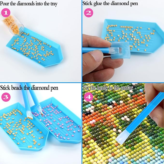 QYING 94PCS Blue 5D Diamond Art Painting Tools and Accessories Kits,with 20 Plastic Diamond Trays,20pcs Glue Clay,20 Diamond Art Painting pens,Non-Slip Clips,tweezer,and Diamond Crreection
