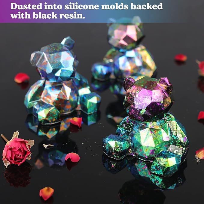 LET'S RESIN Chameleon Chunky Flakes, Resin Supplies for Resin Crafts | Intense Colorshift Pigment Powder for Silicone Molds/Tumbler, Chrome Powder Iridescent Flakes for Nail Art/Paints/Soap Making