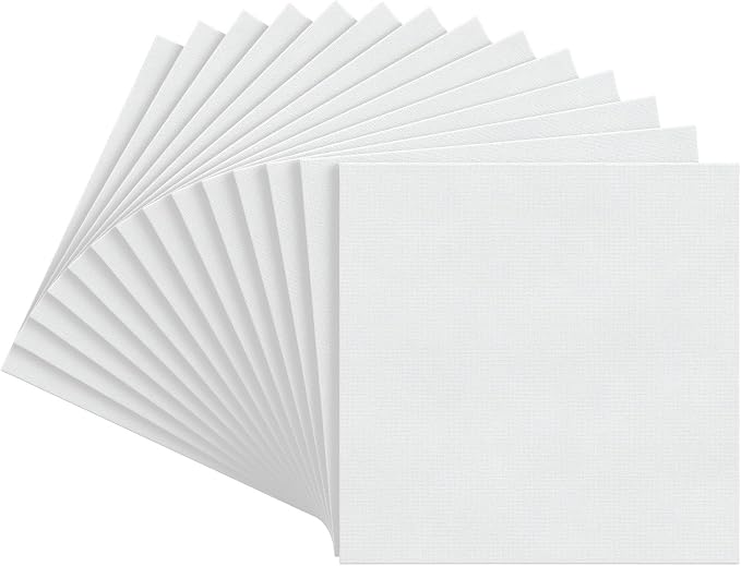 Arteza Paint Canvases for Painting, Pack of 14, 8 x 8 Inches, Square Blank Art Canvas Boards, 100% Cotton, 8 oz Gesso-Primed, Art Supplies for Adults and Teens, for Acrylic Pouring and Oil Painting