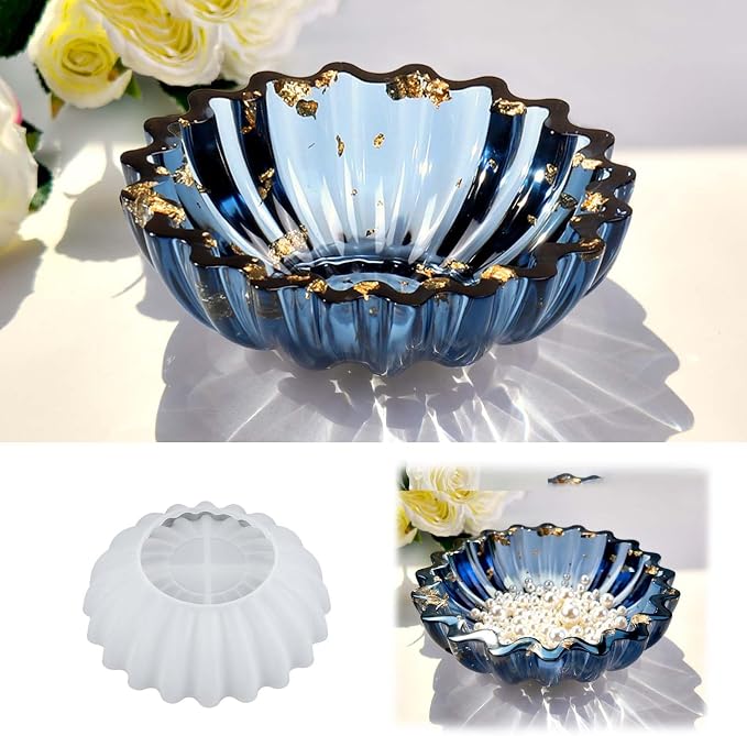 Resin Molds for Bowl, Silicone Flower Tray Mold | 5.24 x 1.65 in Epoxy Resin Molds for jewelry, trinkets and candles; flexible silicone releases cleanly and can be reused