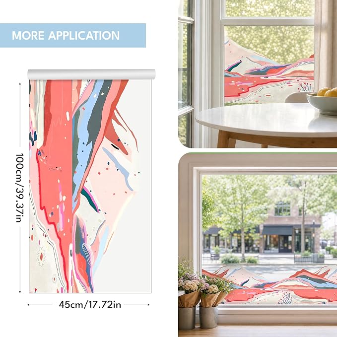 ADD.HERES Stained Glass Window Film, Window Film Decorative, 17.5 x 78.7 in