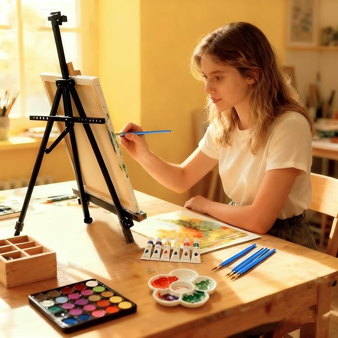 TAVOLOZZA 126 Piece Acrylic Painting Kit with Floor Easel, Oil Arcylic and Watercolor Paint Set, Great Gift for Beginner, Student, Adults and Artists