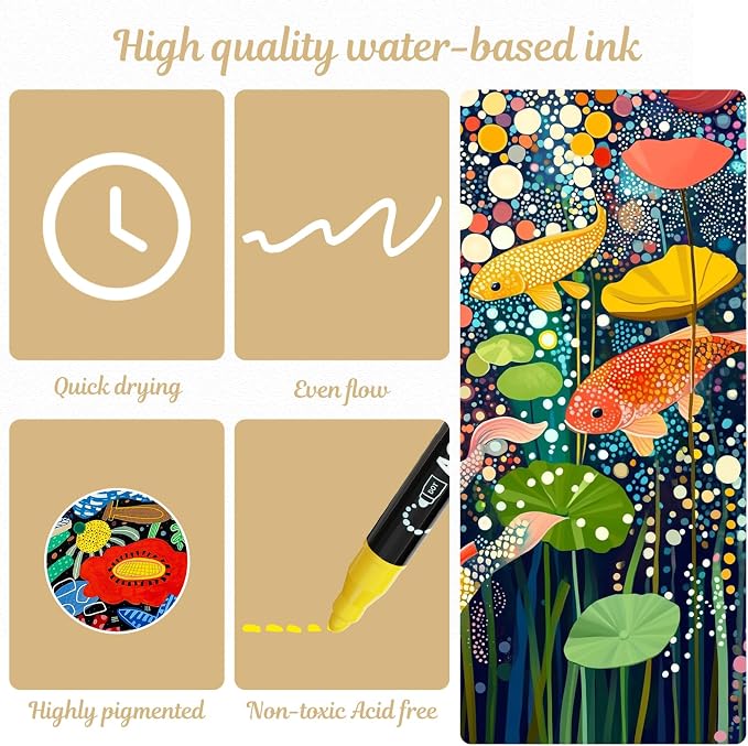 nauets 48 Colors Precision Dual Tip Acrylic Paint Markers Pens - Dot & Fine | Works on Rock, Wood, Fabric, Canvas, Glass, Scrapbook, Paper, Ceramic, Egg, DIY Craft Art Gift - Classroom & School Supplies