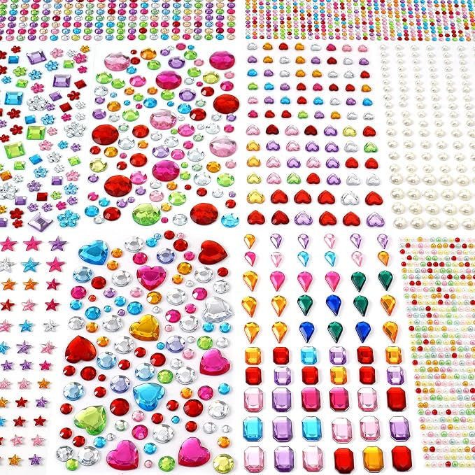 MYDBUYSOME 2774pcs Gem Stickers Jewels for Crafts, Adhesive Gems Rhinestone | Stick on Gems Acrylic Bedazzling Glitter Bling Heart Stickers Craft Supplies