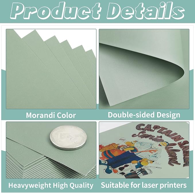 35 Sheets Sage Green Cardstock 92LB Construction Paper 8.5 x 11 Inch
