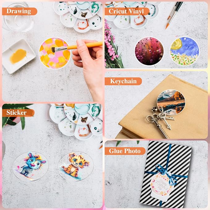 40PCS Acrylic Keychain Blanks, Clear Acrylic Ornaments Blanks with Hole