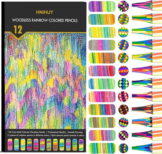 Woodless 4 Colors in 1 Full Core Rainbow Colored Pencils