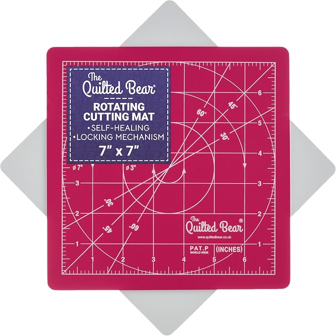 The Quilted Bear 7" x 7" Rotating Self-Healing Cutting Mat, Pink