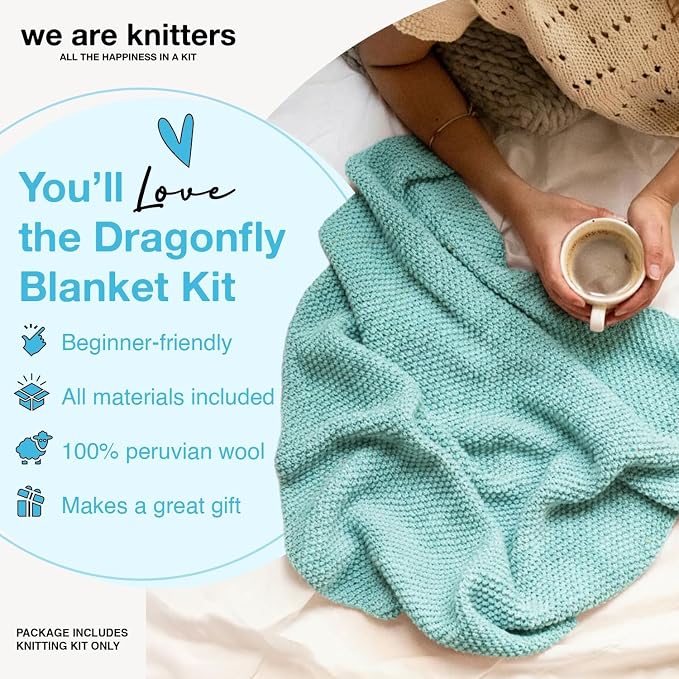 We Are Knitters Blanket Knitting Kit for Beginners – Aquamarine