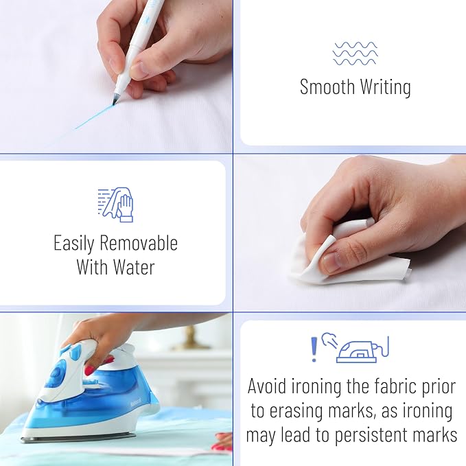 Mr. Pen- Washable Fabric Markers for Sewing, 15 Pack, Blue, Erasable | Water Soluble Embroidery Pen, Bulk Fabric Marking Pens for Sewing