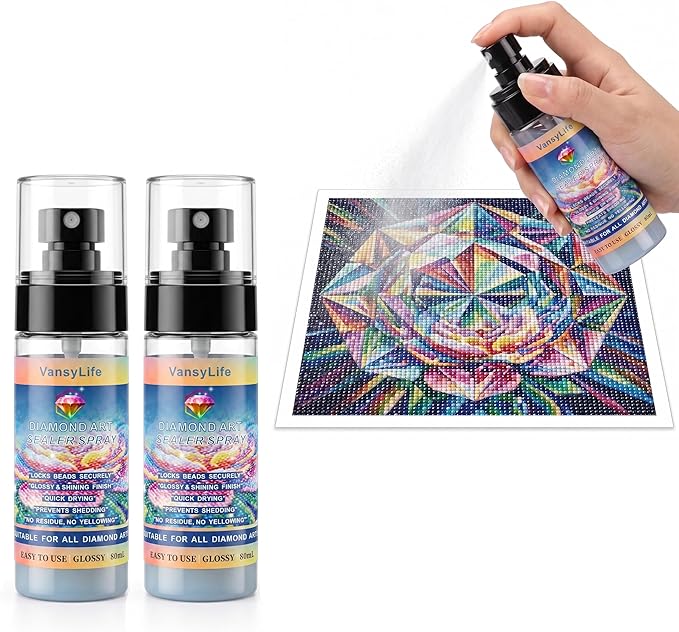 VansyLife Diamond Art Sealer Spray, 30 Minutes Fast Drying (2 Pack)