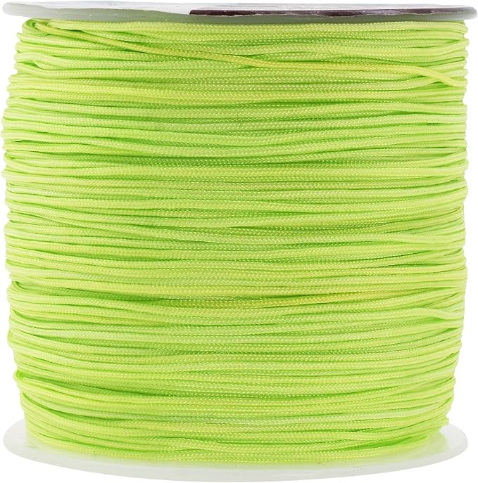 Mandala Crafts 0.8mm Lime Green Rattail Nylon Satin Cord for Jewelry Making