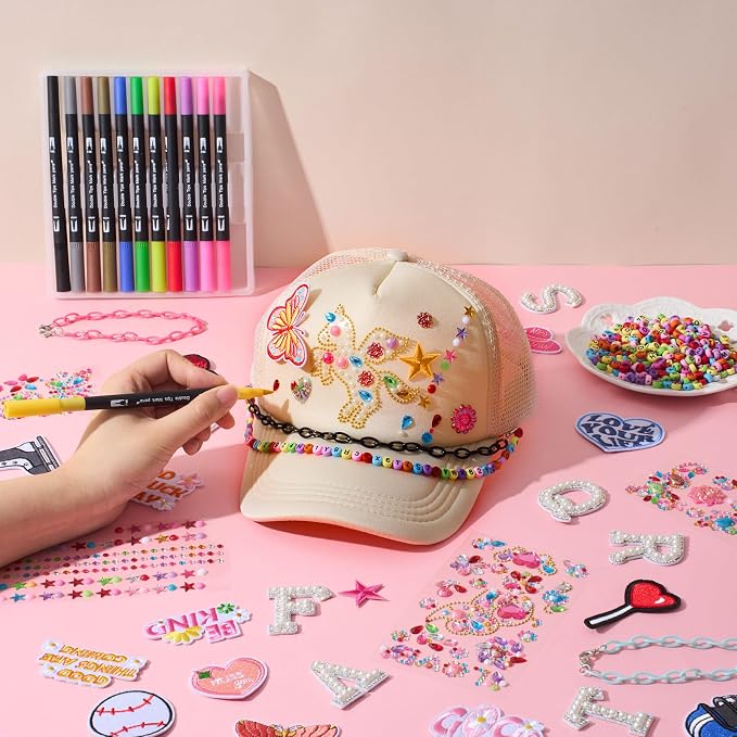 Skicuff 22 Pcs DIY Trucker Hat Decorating Kit,Fashion Style