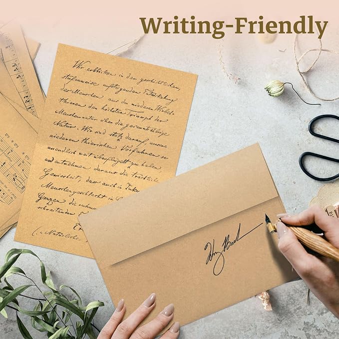 Goefun 100 Pack Brown Kraft Blank Cards and Envelopes 5x7