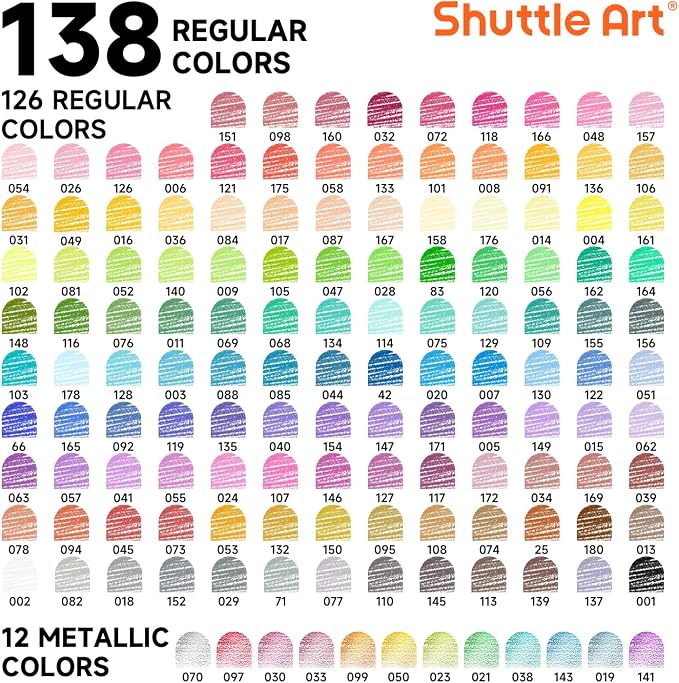 Shuttle Art 138 Colored Pencils for Adults, Soft Core Coloring Pencils Set with 1 Coloring Book,1 Sketch Pad, 4 Sharpener, 2 Pencil Extender, Perfect for Artists Kids Adults, Drawing