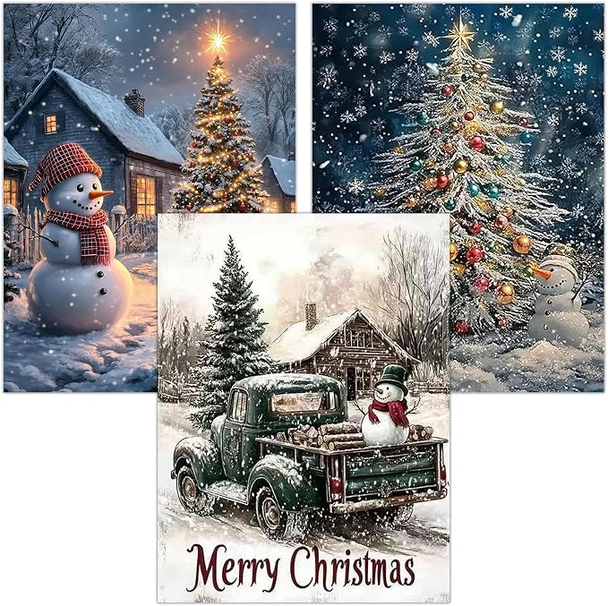 Christmas Diamond Art Kits for Adults, 3 Packs Diamond Art Painting Kits