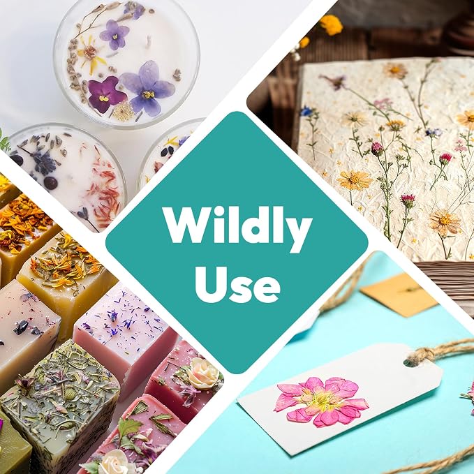 Dried Flowers, Resiners 58Pcs Pressed Flowers for Craft | Natural Dried Flowers Dry Leaves Kit for DIY Making Crafts Resin Soap Candle Scrapbook Supplies Card Making Jewelry