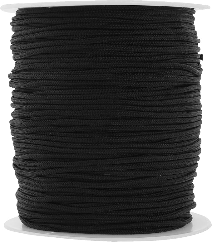 Mandala Crafts 1.2mm Black Rattail Nylon Satin Cord for Jewelry Making