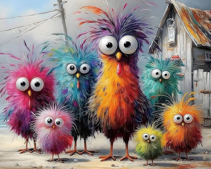 Funny Chicken Paint by Numbers Kit On Canvas for Adults Beginners 16x20In | DIY Acrylic Animal Oil Painting Kits Relaxing Hand Painted Canvas Art for Home Wall Decor