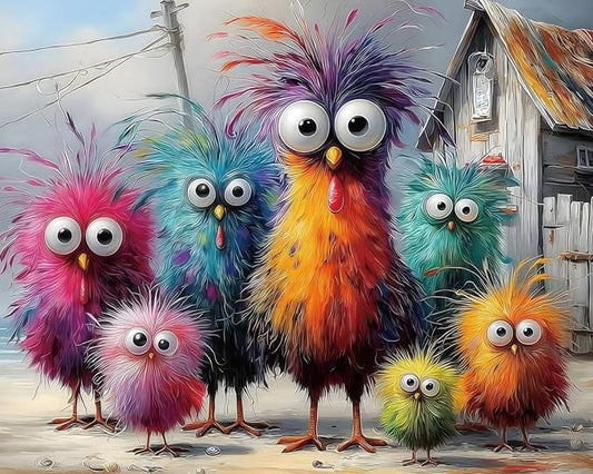 Funny Chicken Paint by Numbers Kit On Canvas for Adults Beginners 16x20In | DIY Acrylic Animal Oil Painting Kits Relaxing Hand Painted Canvas Art for Home Wall Decor