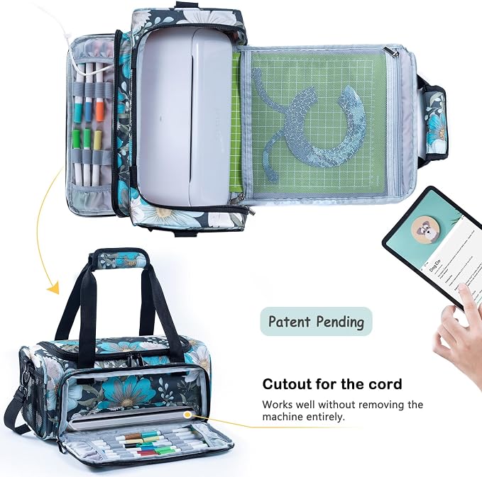 AMOIGEE Carrying Case for Cricutt Joy Xtra, Joy Extra Bag, Full Open Case with Pockets for Cricutt Joy Xtra Accessories and Tools, Dust Cover, Mat