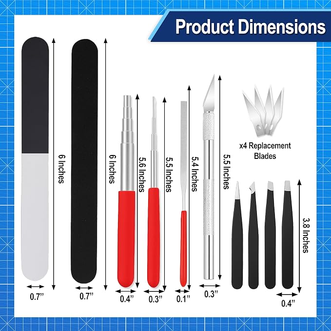 Mandala Crafts 23 PC Model Building Hobby Tools Kit for Plastic Miniatures | Pliers, Clipper, Knife, Bending, Winding, Twisting Rod for Plastic, Mecha, Scale Kits, Aircraft, Tanks, Ships, Cars, Metal