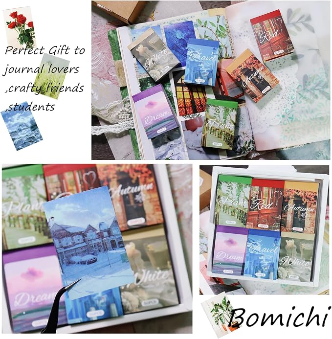 Washi Stickers, 6 Sets 300 Pcs Aesthetic Sticker Book
