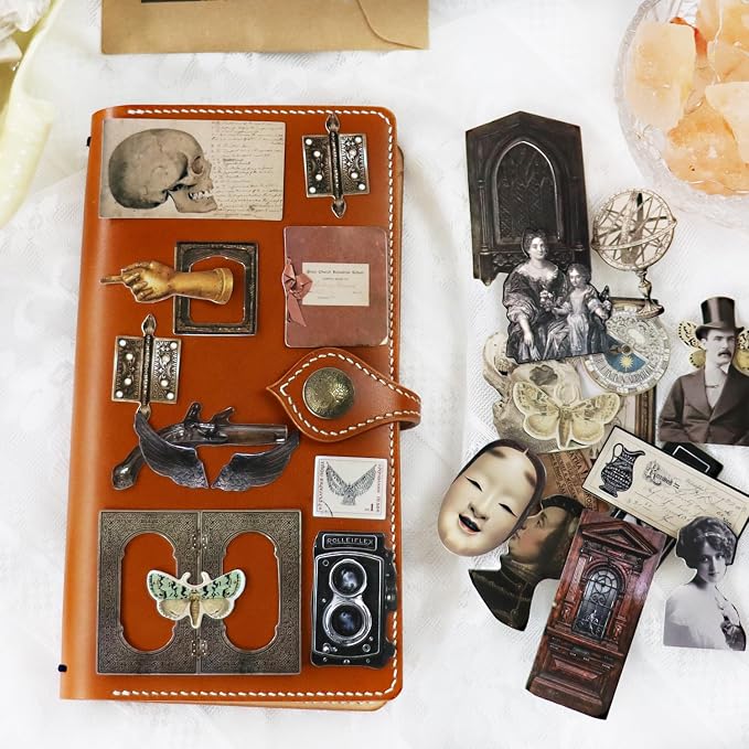 CATaireen Vintage Junk Journal Items Kit Pre Cut Paper Cards Cutout Cardstock Art Aesthetic Decor Hollow Out Craft Elements Small Embellishments Supplies for Adults Scrapbook Pack (Characters)