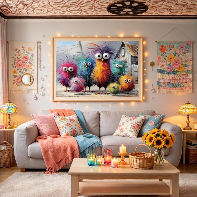 Funny Chicken Paint by Numbers Kit On Canvas for Adults Beginners 16x20In | DIY Acrylic Animal Oil Painting Kits Relaxing Hand Painted Canvas Art for Home Wall Decor