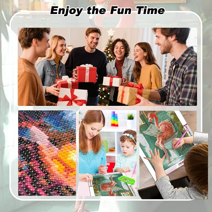 AIBOERL Diamond Art Kits for Adults,Flamingo Diamond Painting Wall Decor | Round Drill Bathroom Diamond Painting for Beginners DIY Rhinestone 5D Diamond dots(Gemstone Craft)Wall Art Gift 12x16IN