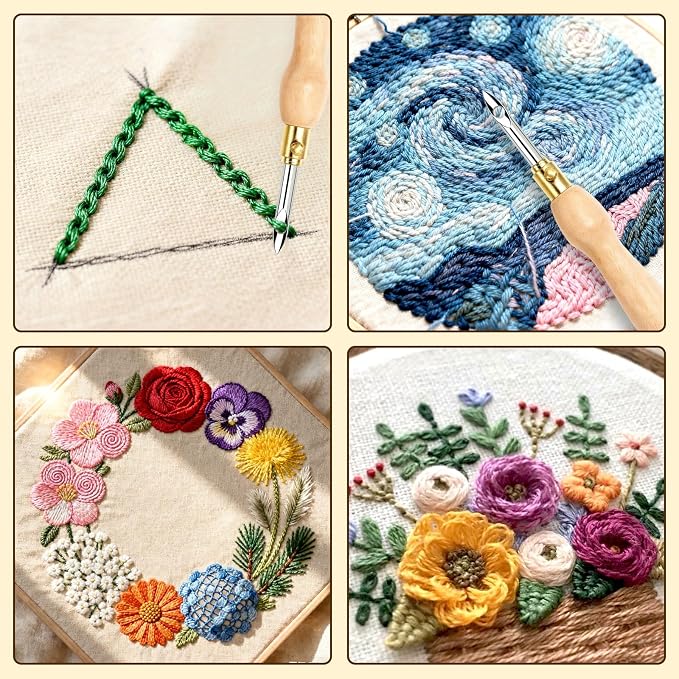 AUGSUN 39Pcs Punch Needle Kit for Craft Beginner Punch Embroidery Kit