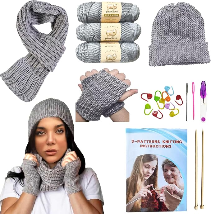 Kaaper Knitting Kit for Beginners Adults, Learn to Knit Starter Kit