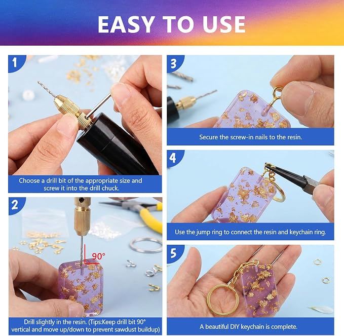 KISREL Epoxy Resin Kit 16OZ with 3D Molds, Electric Drill, Color Dyes Tools | Pigments & Craft Tools, Electric Hand Drill for Jewelry, Resin, Plastic, Great for jewelry, resin art & DIY gifts