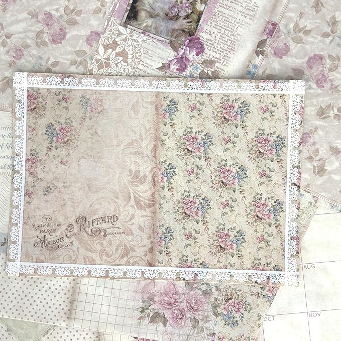 160 Pcs Transparent Lace Stickers for Scrapbooking Photo Album Card Making Journals Wedding Invitations Craft Project Decoration, White and Light Coffee Color PET Material, 40 Patterns