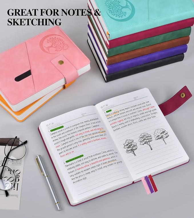 PAIBAS Lined Journal Notebook for Men, A5 Leather Journals for Writing Women, Hardcover Notebooks for Work,School,Note Taking,Travel,Business,Personal daily Diary,200 Page College Ruled (5.9" x 8.4")