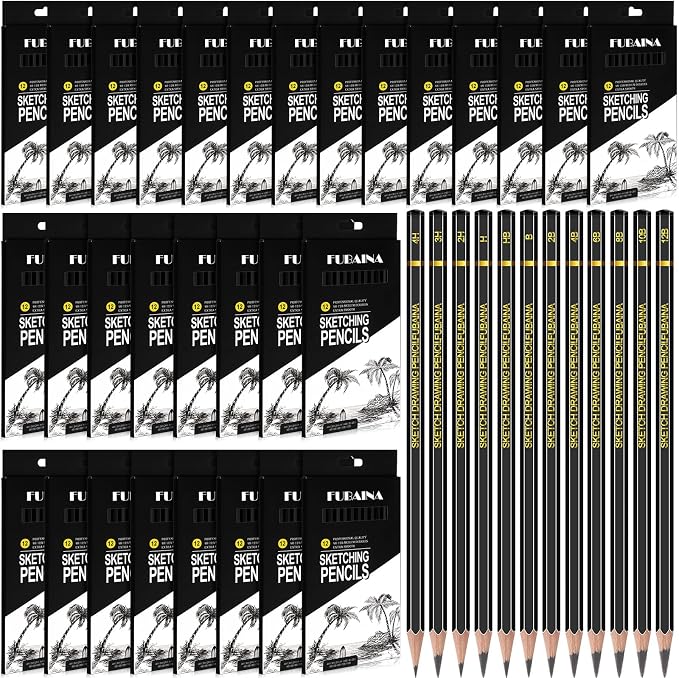 360 Pcs Sketching Pencils, 12B-4H Graphite Drawing Pencils | Art Set for Artists Beginners, Bulk Supply for Studios, Charcoal Graphite Blend, Shading Sketching, Gift-ready Packaging