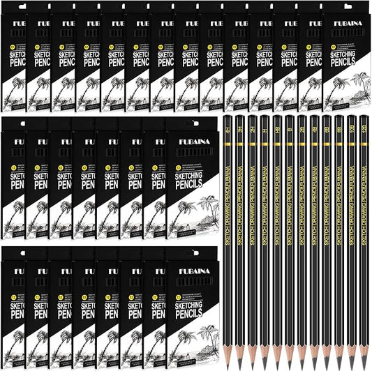 360 Pcs Sketching Pencils, 12B-4H Graphite Drawing Pencils | Art Set for Artists Beginners, Bulk Supply for Studios, Charcoal Graphite Blend, Shading Sketching, Gift-ready Packaging