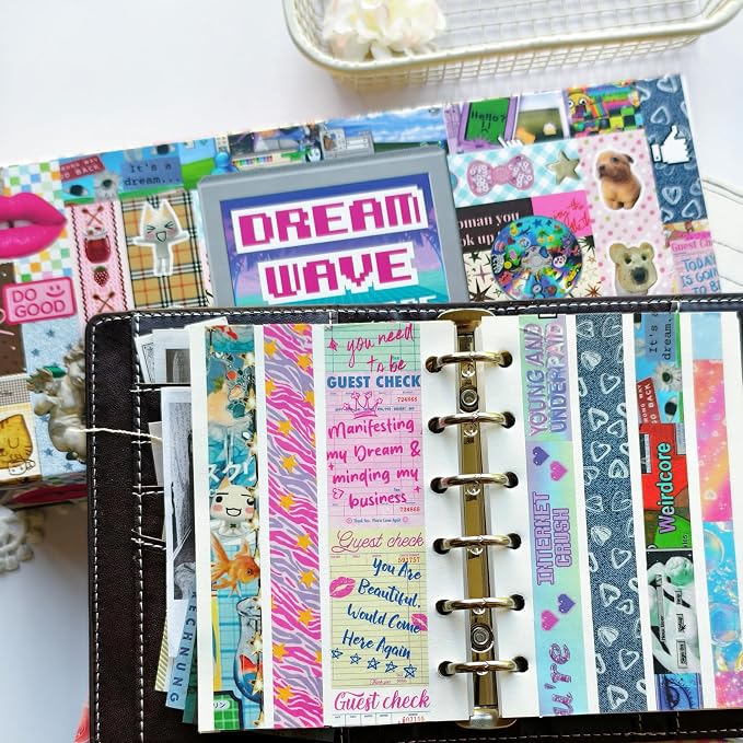 Washi Tape Set - 36 Rolls Retro-Futuristic Vaporwave Design Scrapbook Tape