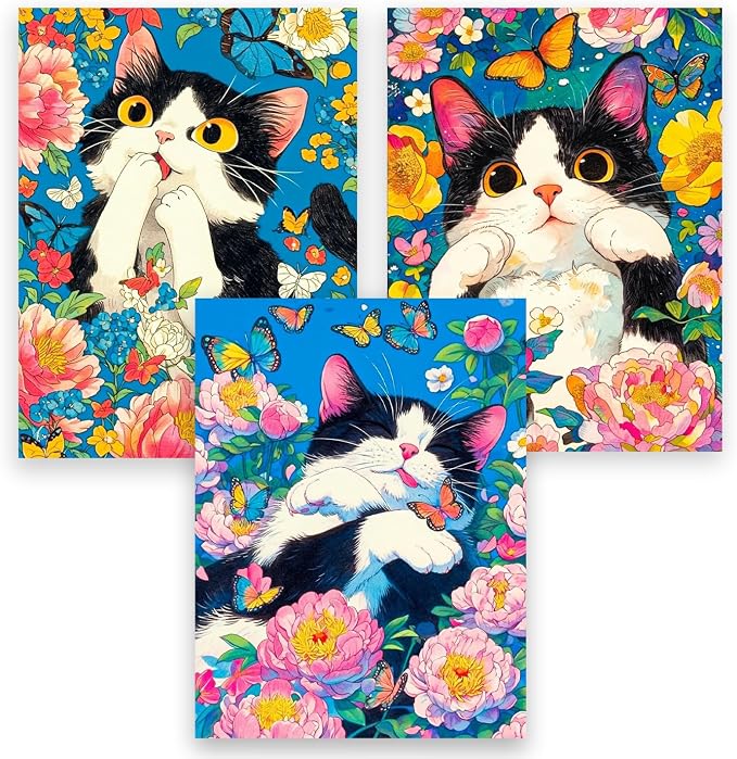 DOZEEZOP 3-Pack Diamond Art Kit for Adults, 5D Diamond Painting 12x16 Inch | Cat pictures, Full Round Drills, Home Wall & Shelf Decor, Beginner-Friendly DIY Craft, Stress Relief, All-Occasion Gift